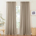 RYB HOME Khaki Linen Curtains 95 inches, Rod Pocket & Back Tab Linen Blend Boho by RYBHOME