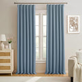Dusty Blue Pinch Pleated Curtains 150 Inches Long Room Darkening Draperies by KEQIAOSUOCAI
