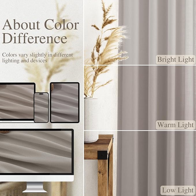 Nanspring Stone Grey Linen Curtains 96 Inches Long - Image 3