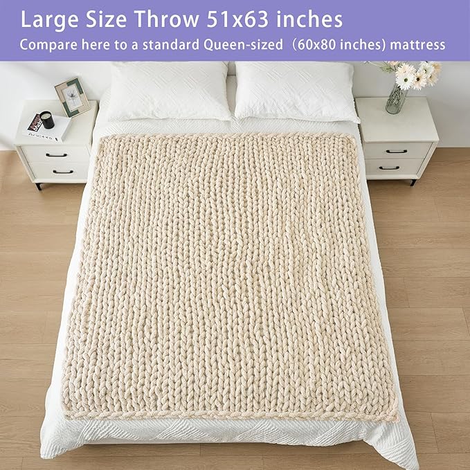 Bigacogo Chunky Knit Throw Blanket - Image 5
