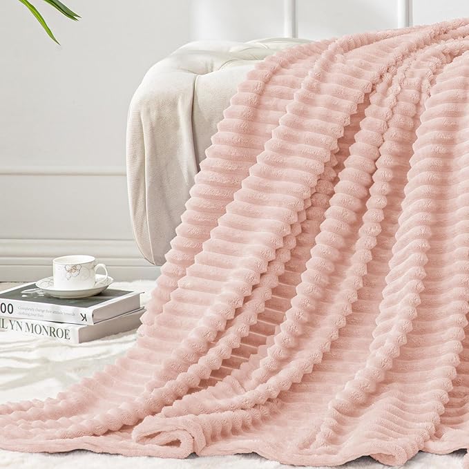 BEDELITE Fleece Throw Blanket for Couch – 3D Ribbed Jacquard Soft and Warm by BEDELITE