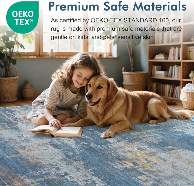 5x7 Ft Area Rugs for Living Room, Soft Non-Slip Washable Rugs Modern Abstract - Image 5