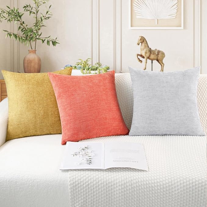 CaliTime Throw Pillow Covers Decorative 18 X 18 Inches Pack of 2 Cozy Chenille - Image 5
