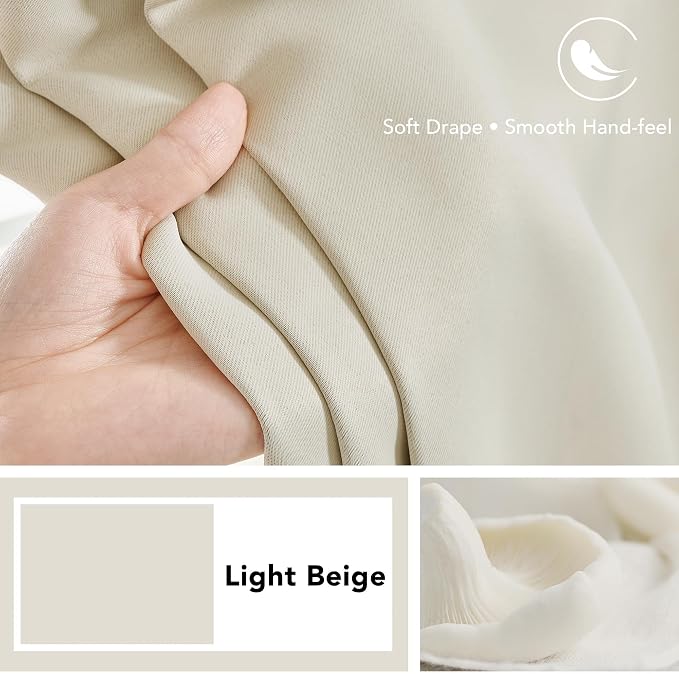 Deconovo Blackout Curtains, Thermal Insulated, W42 x L95 2 Panels, Back Tab - Image 7