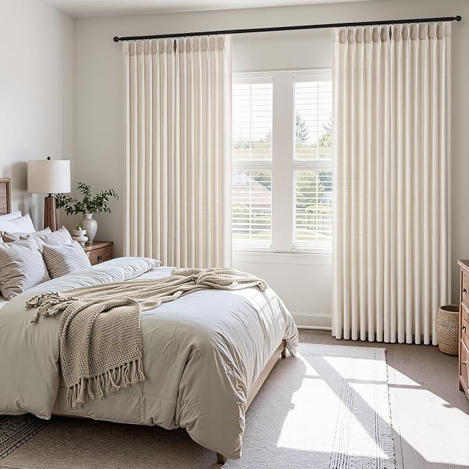 Topfinel 105 Inch Curtains 2 Panels Set, Two Packs Pinch Pleat Back Tab Linen - Image 2