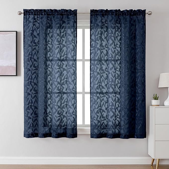 Lecloud Leia Navy Blue Sheer Curtains by Lecloud