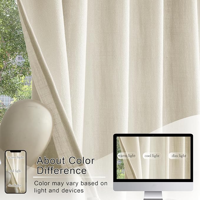 RYB HOME Cafe Curtains 24 inches Length, 2 Panels Kitchen Curtains and Valances - Image 4