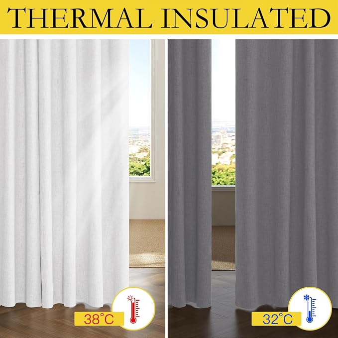 NICETOWN Full Blackout Linen Curtains 108" Length - Image 6
