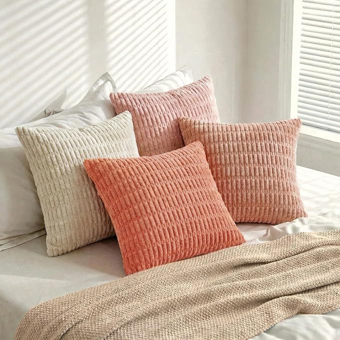 Fancy Homi 4 Packs Boho Blush Pink Big Decorative Throw Pillow Covers 24x24 Inch - Image 8