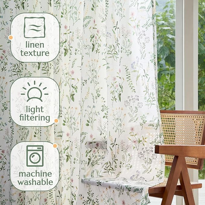 jinchan Floral Linen Blend Curtains - Image 4