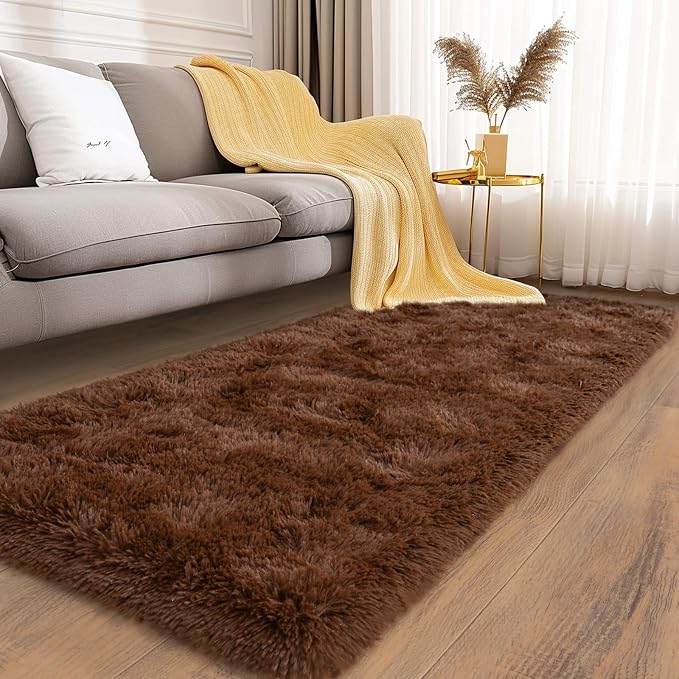 Soft Runner Rugs for Bedroom Hallways, 2x6 Brown Fluffy Shag Throw Area Rug Non - Image 5