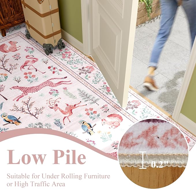 DUKINO 4x6 Area Rug, Non Slip Animal Washable Rug - Image 7