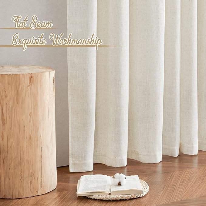 NICETOWN Natural Linen Kitchen Curtains 26 inches Long, Rod Pocket & Back Tab - Image 7