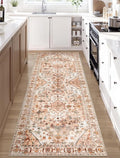 SERISSA Boho Washable Runner Rug, 2x6 Rug Non-Slip Vintage Peach Cream Hallway by SERISSAHomeDecorCollection