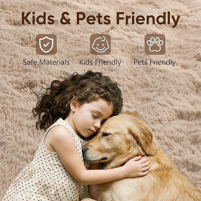 8x10 Extra Large Beige Fluffy Area Rug Non-Slip - Image 7