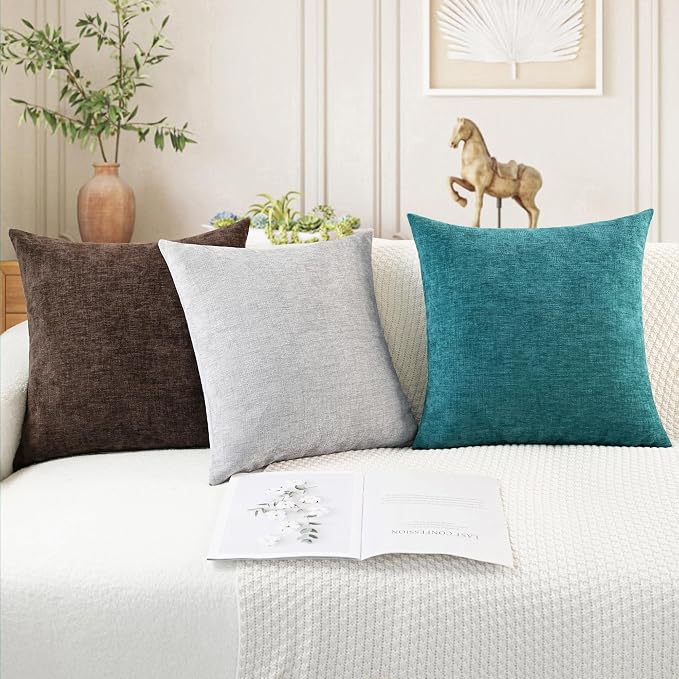 CaliTime Throw Pillow Covers Decorative 22 X 22 Inches Pack of 2 Cozy Chenille - Image 5