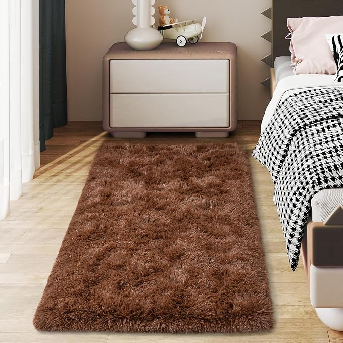 Soft Runner Rugs for Bedroom Hallways, 2x4 Brown Fluffy Shag Throw Area Rug Non - Image 7