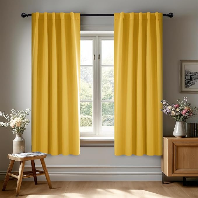 Deconovo Back Tab and Rod Pocket Drapes and Curtains Short Blackout Curtains by Deconovo
