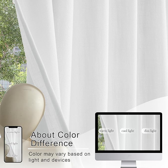 RYB HOME Short Cafe Curtains Faux Linen Blended Light Filtering Privacy Protect - Image 7