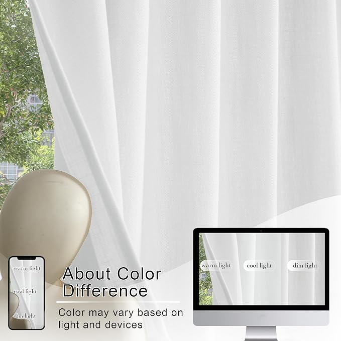 RYB HOME 2 Panels Valance for Windows Thick Faux Linen Blended Light Filtering - Image 4