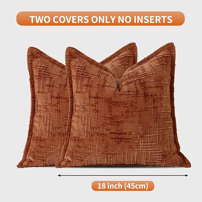 HPUK Fall Chenille Soft Throw Pillow Covers 18x18 Set of 2, Accent Cushion - Image 5