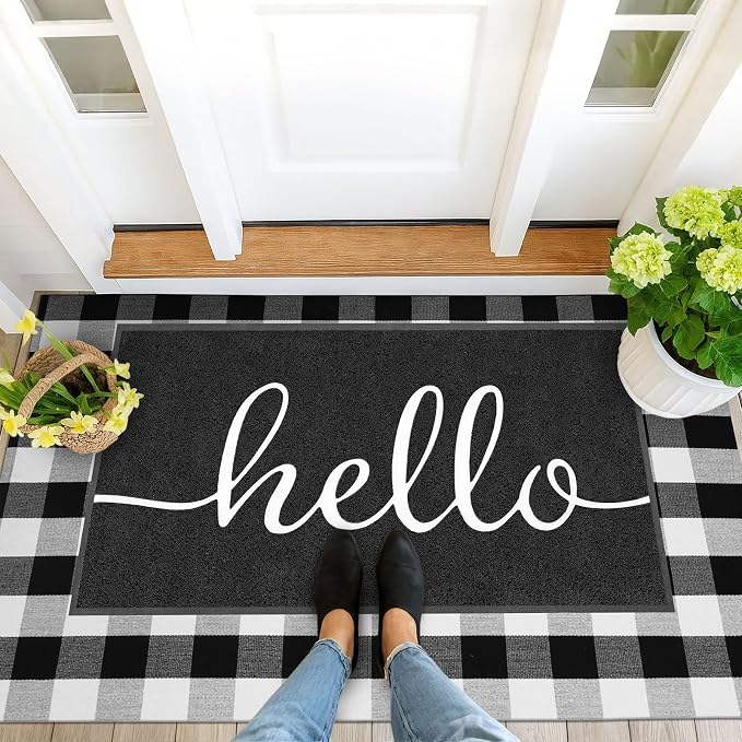EARTHALL Funny Hello Mats Outside/Inside 59"x35", Front Door Mat Outdoor - Image 6