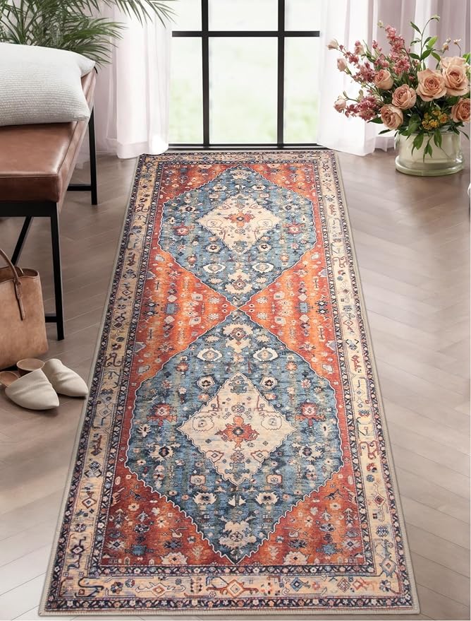 SERISSA Boho Washable Runner Rug, 2x5 Rug Non-Slip Tribal Hallway Kitchen by SERISSAHomeDecorCollection