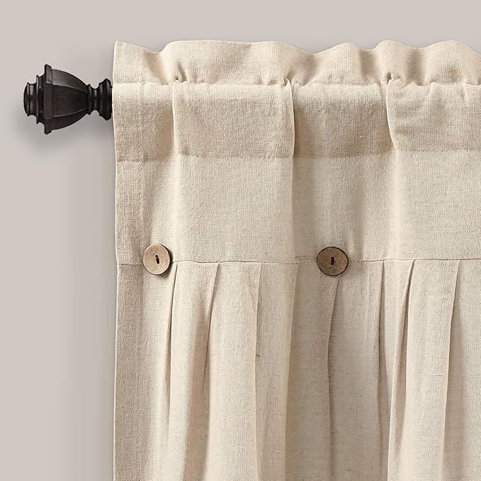 Lush Decor Linen Button Farmhouse Valance, Dark Linen - Image 2