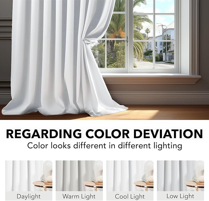Deconovo Semi 50% Light Blocking Pure White Curtains - Image 6