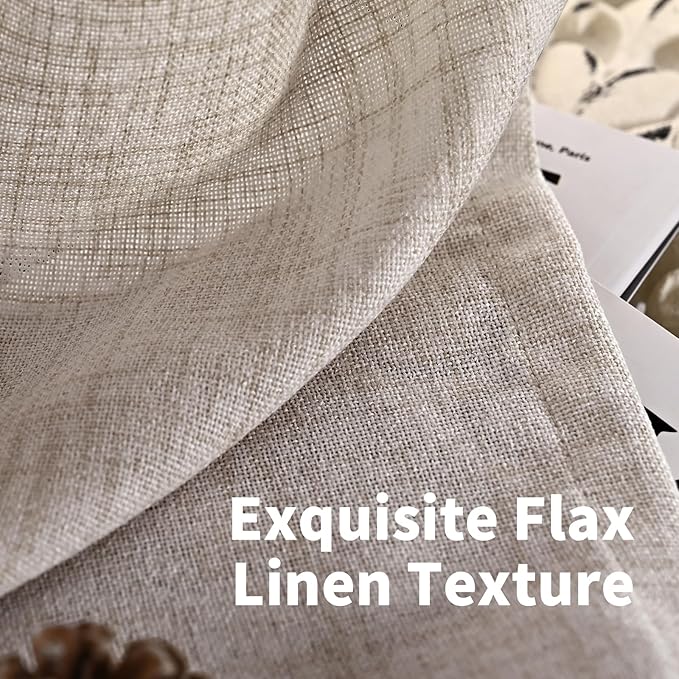 YoungsTex Linen Curtains 52 x 98 Inch 2 Panels, Filtering Drapes Grommet | - Image 4