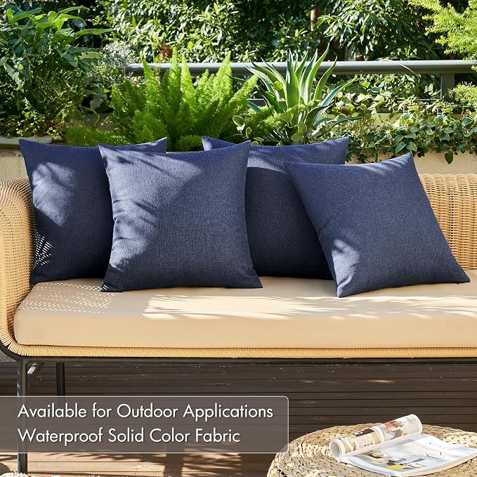 MIULEE Pack of 4 Decorative Outdoor Throw Pillow Covers Linen Waterproof Pillow - Image 2
