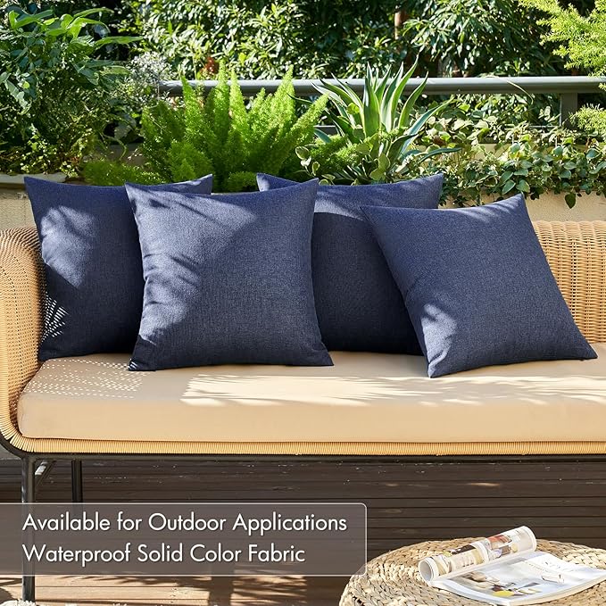 MIULEE Pack of 4 Decorative Outdoor Throw Pillow Covers Linen Waterproof Pillow - Image 2