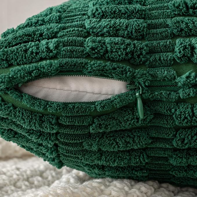 MIULEE Pack of 2 Dark Green Corduroy Decorative Pillow Covers 18x18 Inch Soft - Image 5