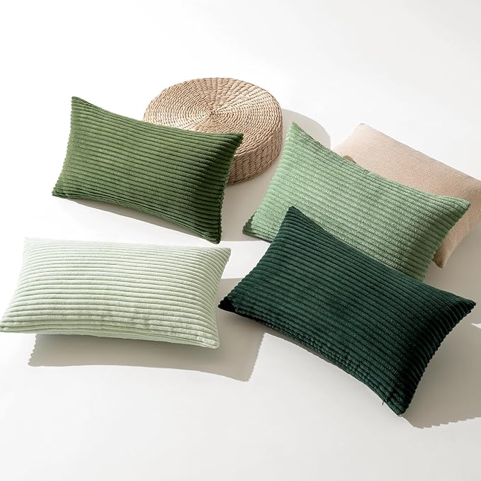 MIULEE Boho Farmhouse Sage Green Throw Pillow Covers 12x20 Inch Set of 4 - Image 2