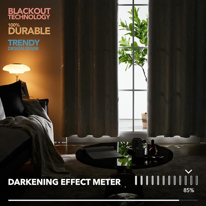 Deconovo Short Kitchen Curtains, Room Darkening Curtain Beige, Thermal - Image 7