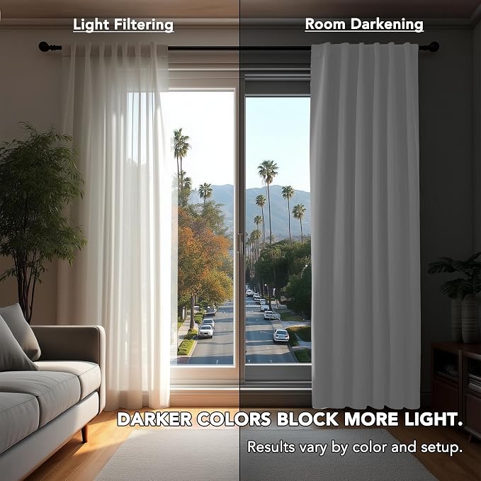 Deconovo Blackout Curtains, Thermal Insulated, W52 x L72 2 Panels, Back Tab - Image 3