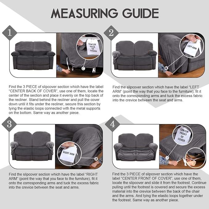 ULTICOR Reclining Love Seat Slipcover, 6-Piece Velvet Stretch Loveseat - Image 8