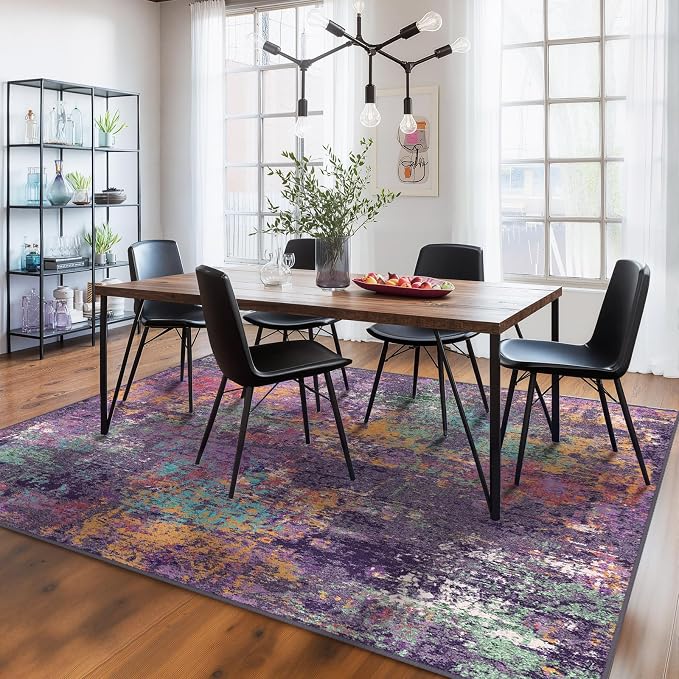 Washable Area Rugs 5'x8' Non-Slip Modern Abstract Soft - Image 2