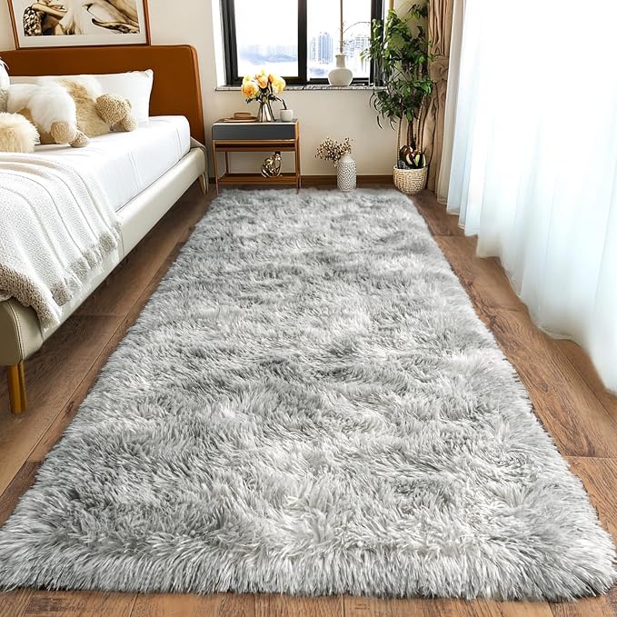 Pionblank Fluffy Runner Rugs for Bedroom 2x6, Modern Shaggy Area Rug for by PIONBLANK