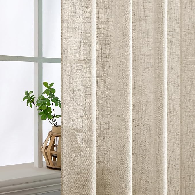 MIULEE Beige Linen Curtains 72 Inch Length 2 Panels - Image 5
