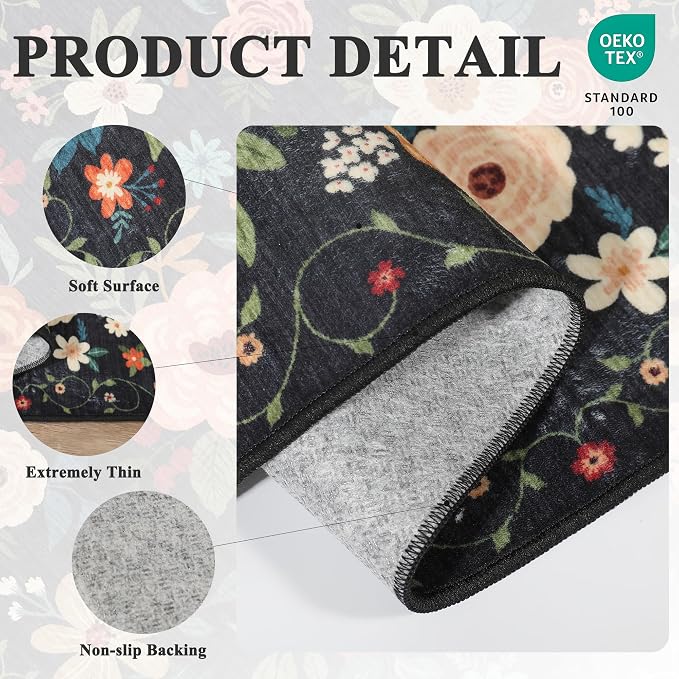 DUKINO 2.6x10 Runner Rug for Hallway, Washable Kitchen Rugs Non Slip, Low Pile - Image 5