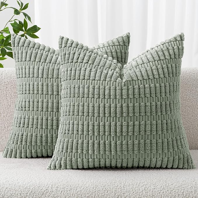 MIULEE Pack of 2 Spring Corduroy Decorative Throw Pillow Covers 12x12 Inch Soft by MIULEE