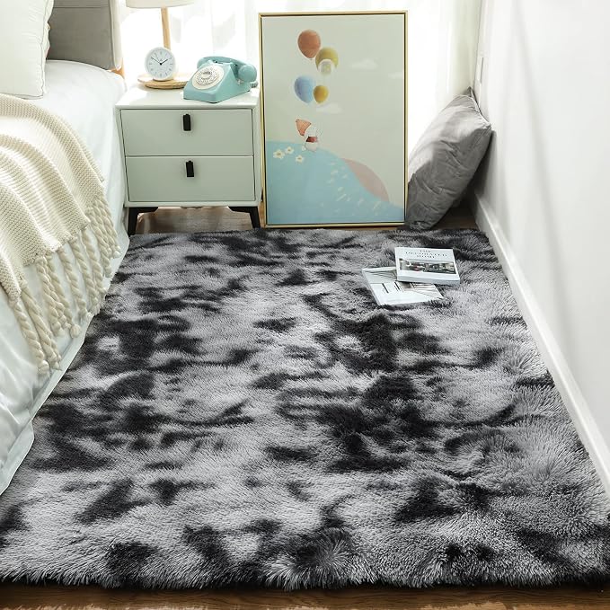Ophanie Tie-Dyed Black&Grey Area Rugs - Image 7