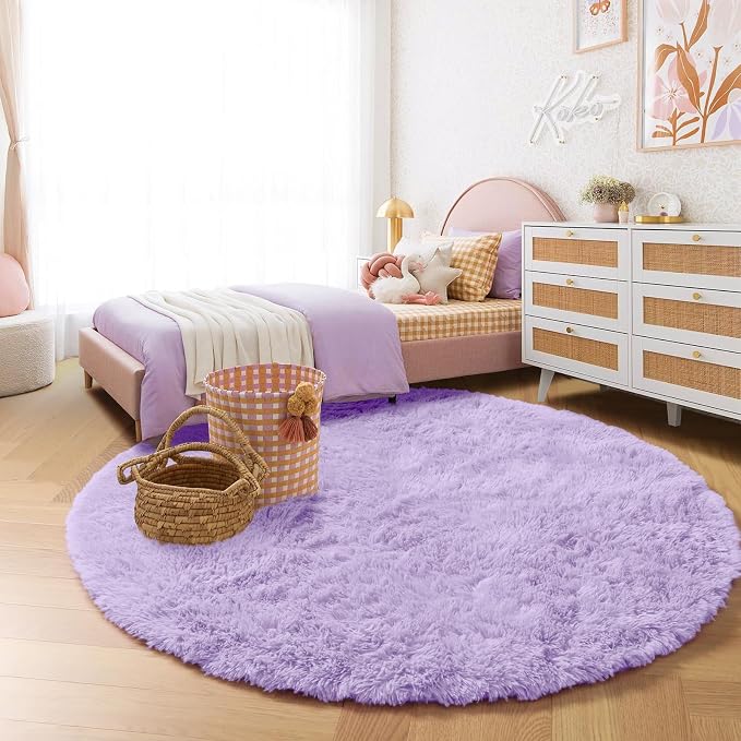 Amdrebio Light Purple Round Circle Rug 5Ft - Image 2