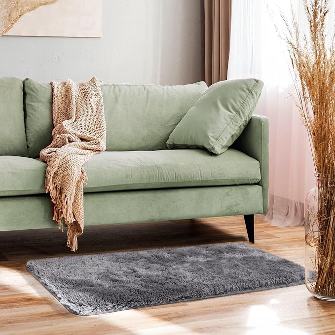 Ophanie 2x4 Small Rug Upgrade Non Slip Throw Bedside Area Rugs, Fluffy Soft - Image 5
