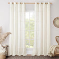 LAMIT Cream Linen Sheer Curtains 96 inches Long, Bronze Grommet Vertical Window by LAMIT