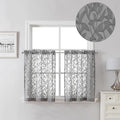 Lecloud Leia Clip Leaf Charcoal Grey Curtains Tiers Sheer Valances by Lecloud