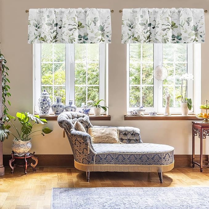 Emvency 4 Pack Valances Window Treatments, 52x18 Inch Rod Pocket Valances - Image 4