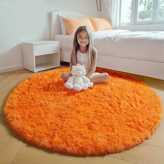 ONASAR Orange Round Area Rugs 4ft by ONASAR