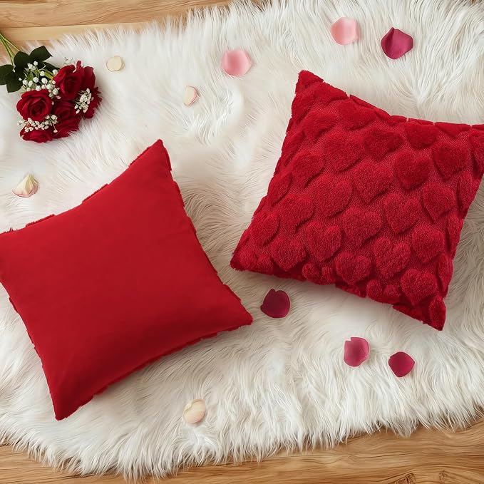 decorUhome Valentine’s Day Soft Plush Throw Pillow Covers 20x20 Inch Set of 2 - Image 4